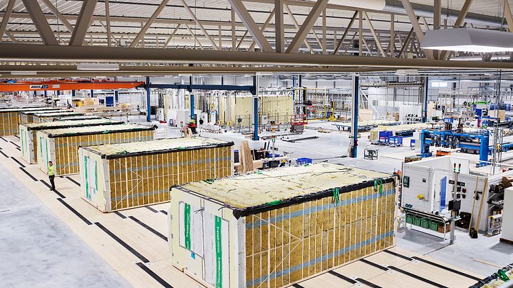Industriellt producerade lägenheter i Lindbäcks nya superfabrik. Foto: Maria Fäldt 