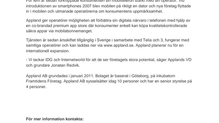 Appland en av årets hetaste digitala entreprenörer