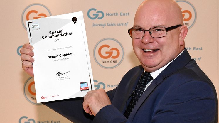 Driver Dennis Crighton received a special commendation for Excellence in Customer Service at the Team GNE Awards 2017