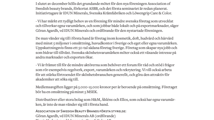 Ny organisation för de svenska skönhetsbolagen