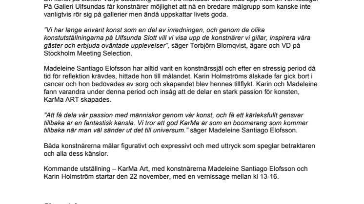 KarMa Art – Unga och lovande kvinnliga konstnärer ställer ut på Galleri Ulfsunda