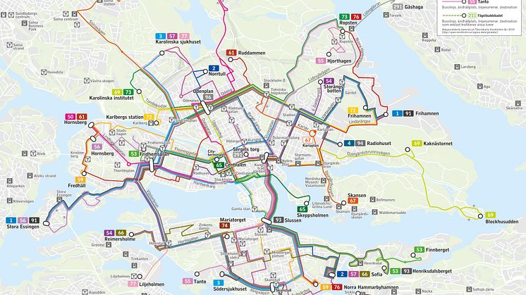 Nya busslinjer i innerstan och på Lidingö från och med midsommarafton