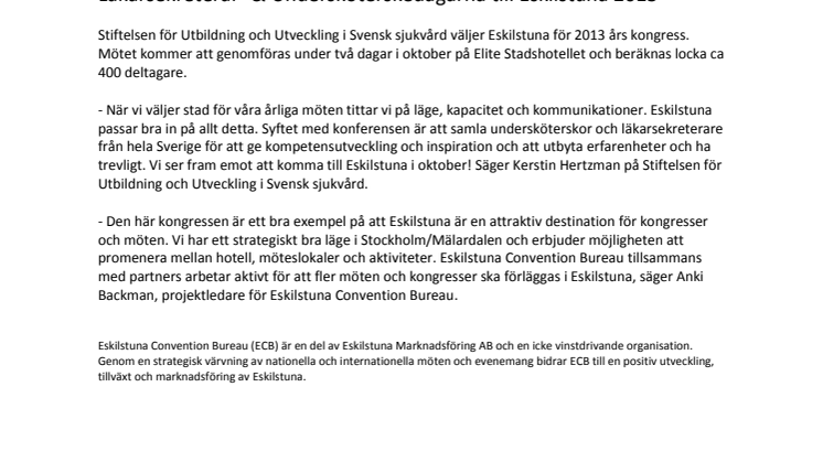 Läkarsekreterar- & Undersköterskedagarna till Eskilstuna 2013