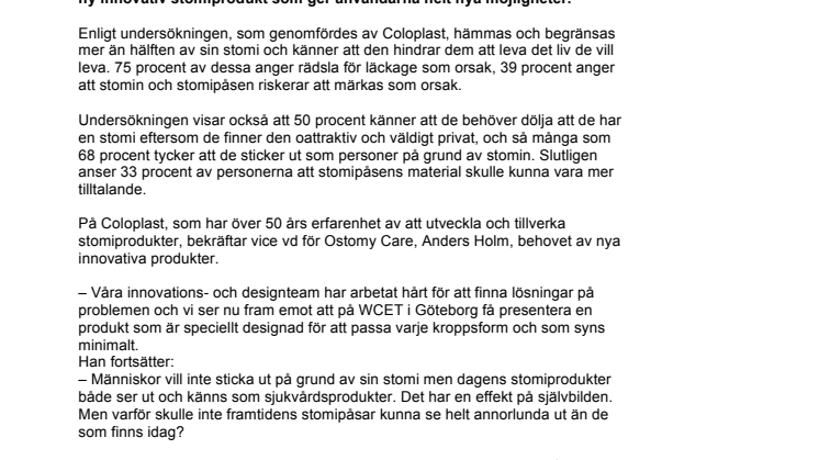 Mer än hälften av de som lever med stomi kan inte leva det liv de vill enligt en internationell undersökning