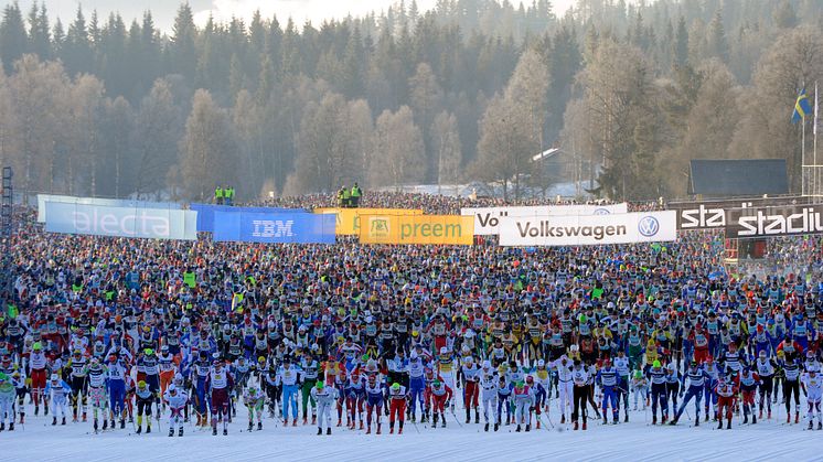 Starten av det 88:e Vasaloppet söndag 4 mars kl 08.00 i Berga by, Sälen.