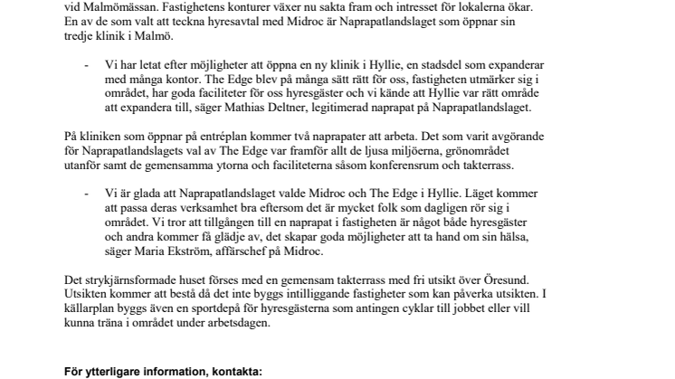 Naprapatlandslaget öppnar ny klinik i The Edge, Malmö  