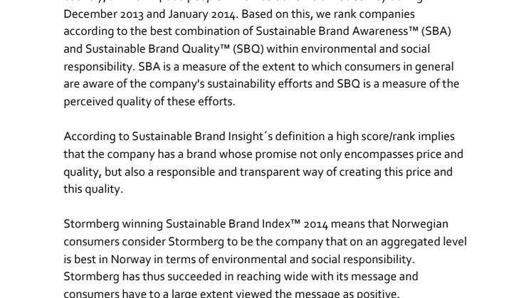 Ranking Norway - Sustainable Brand Index™ 2014 - Explained