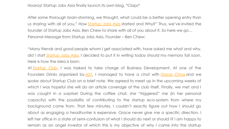 Startup Jobs Asia – How & Why