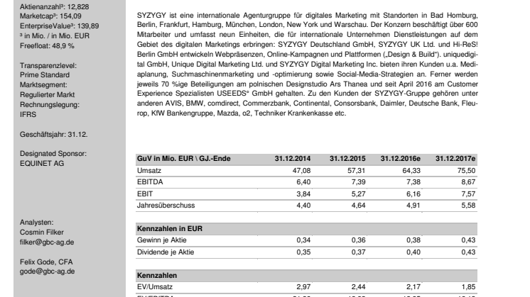 Original-Research: SYZYGY AG (von GBC AG): Kaufen
