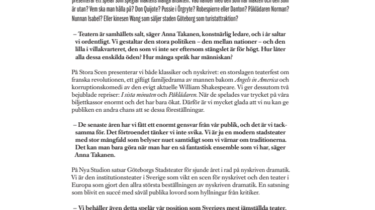 Göteborgs Stadsteater presenterar repertoaren 2012/2013!