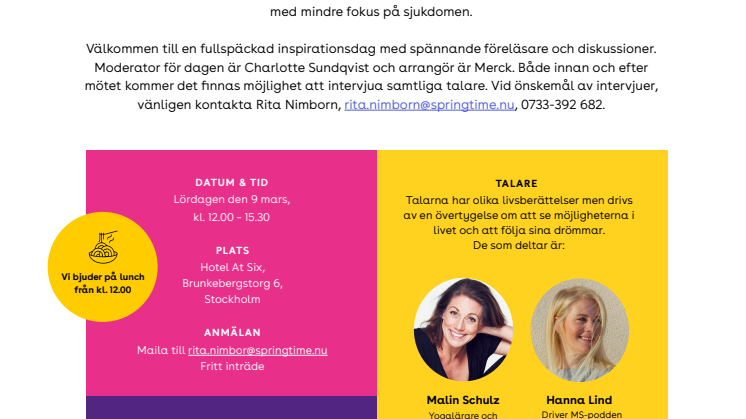 Pressinbjudan: Inspirationsdag om möjligheter i livet – MS på dina villkor