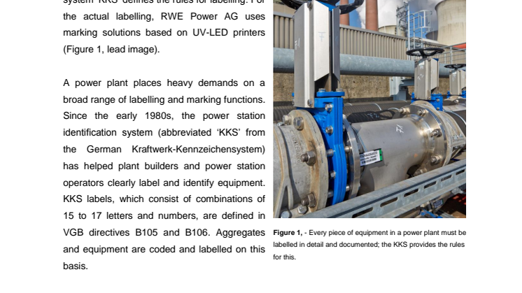 Power plant identification system for RWE - Flexible, durable, and efficient labelling with KKS 