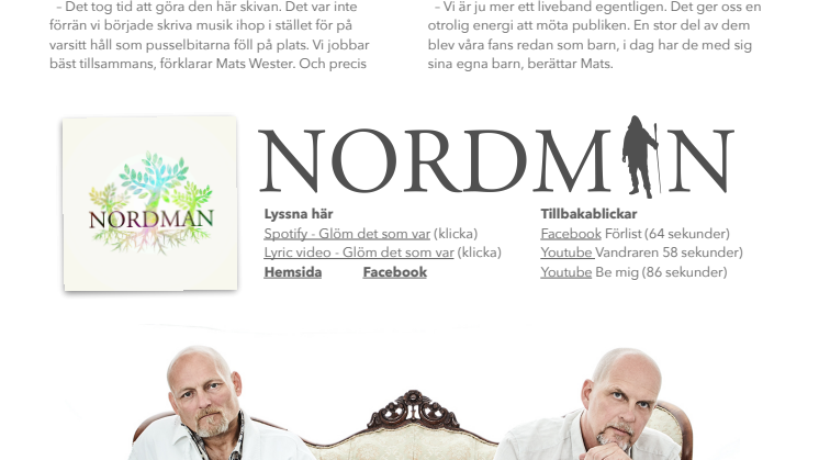 ​Nordman firar 25 år med ny musik och två exklusiva konserter!