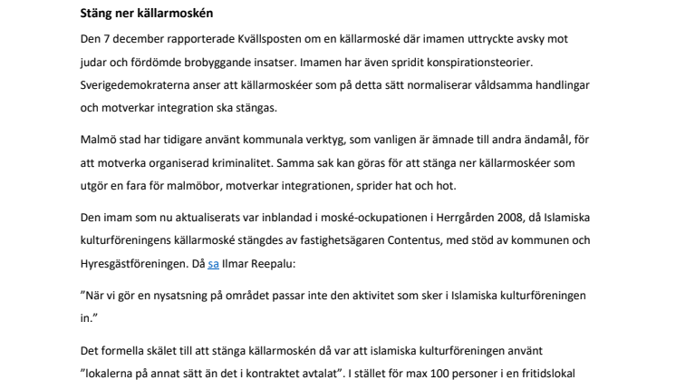Stäng ner källarmoskéerna