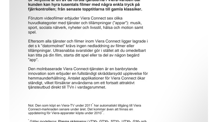 Videobutiken SF Anytime i din Panasonic-TV med Viera Connect 