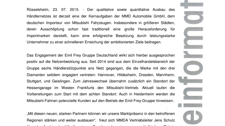 Mitsubishi wächst mit Emil Frey Gruppe in Deutschland 