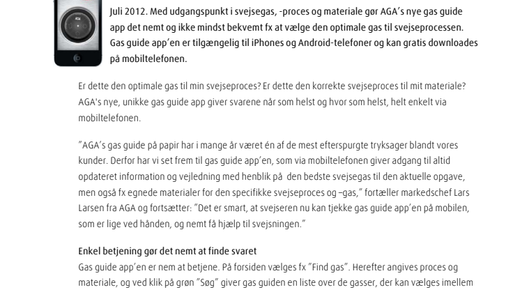 AGA lancerer ny gas guide app til smartphones