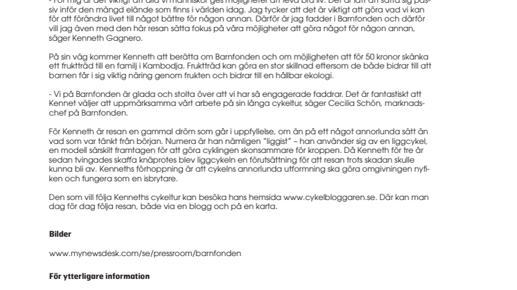 Kenneth cyklar för Barnfonden