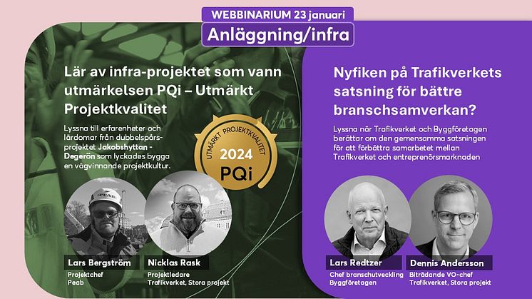 Webbinariet anordnas av Byggherrarna, Byggföretagen och Binosight