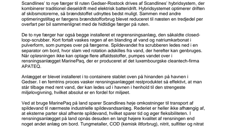 Scandlines tager APATEQ’s innovative rensningsanlæg i Gedser i brug
