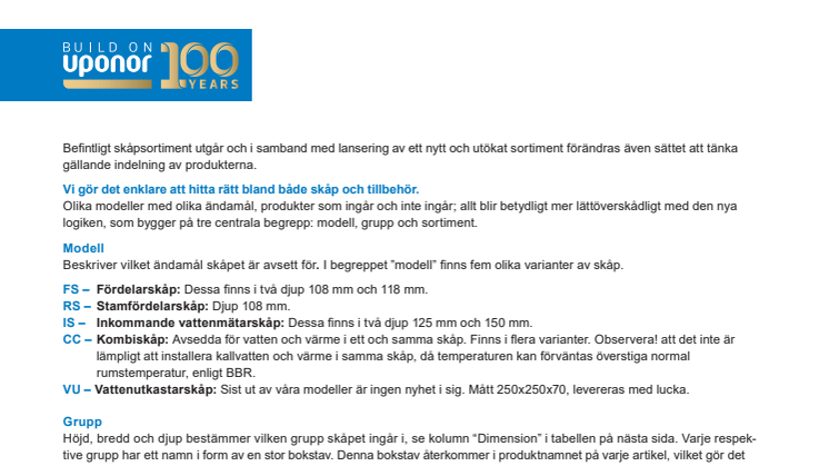 Uponor Aqua PLUS Fördelarskåp för alla typer av VVS-lösningar