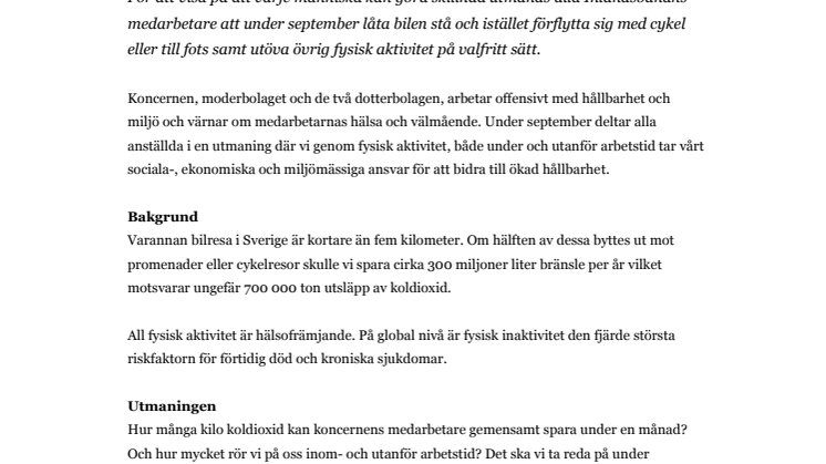 röRÄLSeutmaningen  – för hälsa och miljö, för personal och företaget
