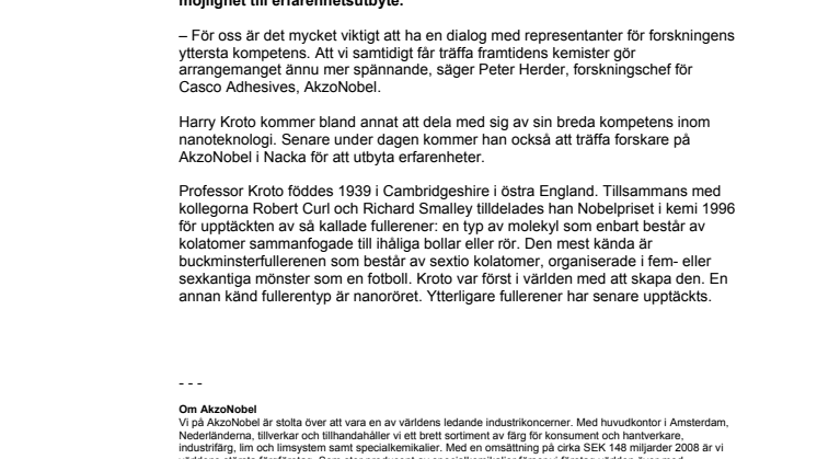 Nobelpristagare i kemi föreläser i Nacka