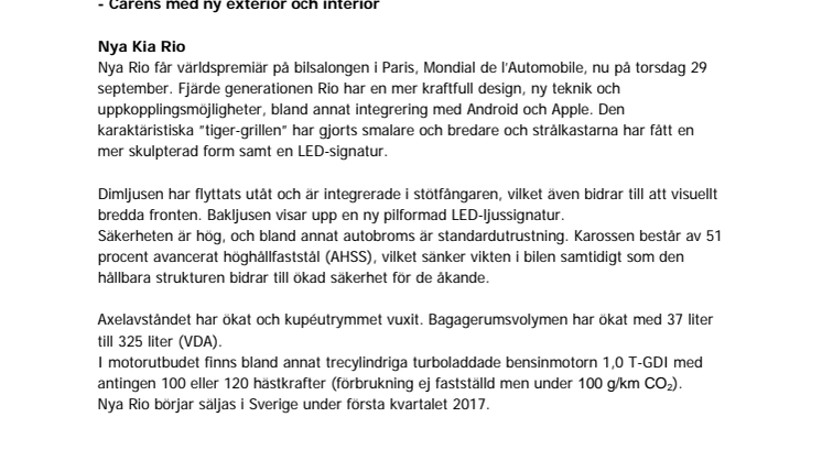 Kia på bilsalongen i Paris: Nya Rio, Soul & Carens