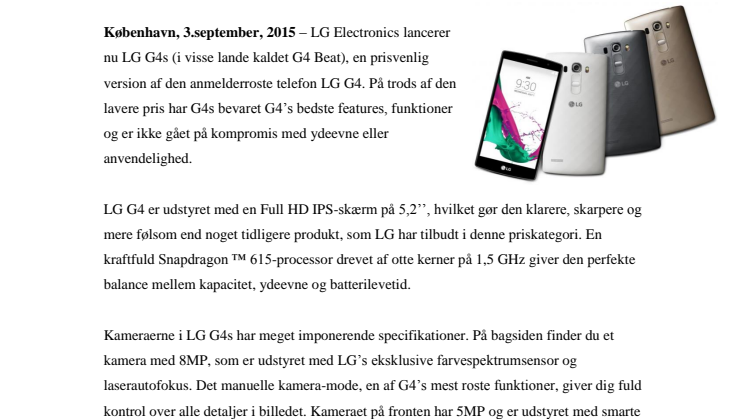 NY SMARTPHONE I G4-FAMILIEN: DEN LÆKRE LG G4S LEVERER IMPONERENDE POWER I MELLEMKLASSEN