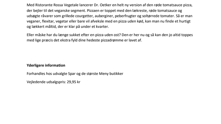 NYHED Pizza Rossa Vegetale - vegansk frysepizza med stor smag