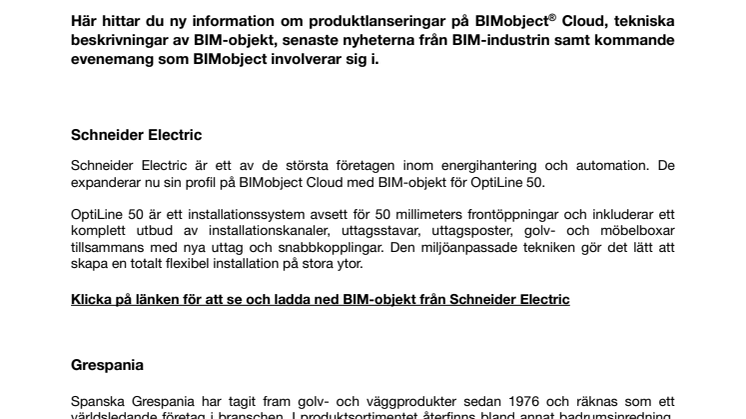 Nyhetsbrev BIMobject®