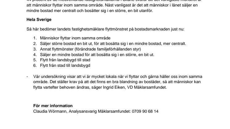Allra vanligast att flytta inom samma område i Skåne