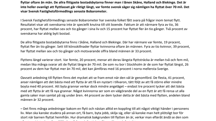 Nystart i tillvaron – det bästa med att flytta enligt svenskarna