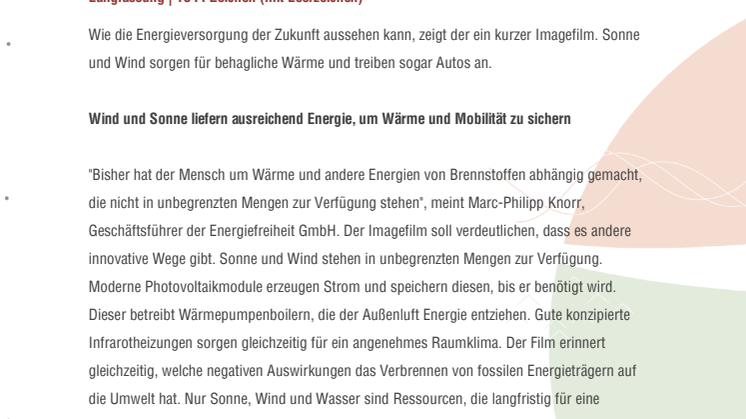 Das Streben nach Energiefrieheit - Der Film zum Konzept Energiefreiheit
