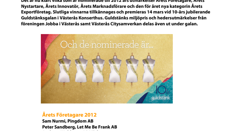 Västerås har korat sina främsta Företagare, Nystartare, Innovatör, Marknadsförare, Exportföretag och Miljöpristagare 
