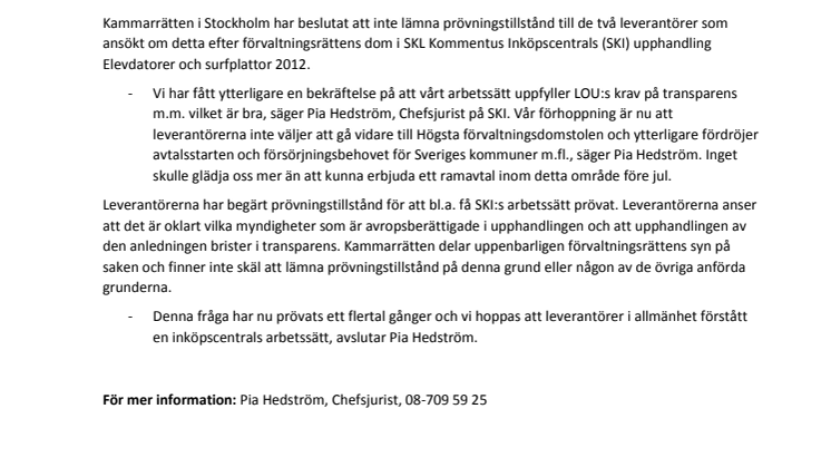 Kammarrätten prövar inte upphandlingen av Elevdatorer och surfplattor 