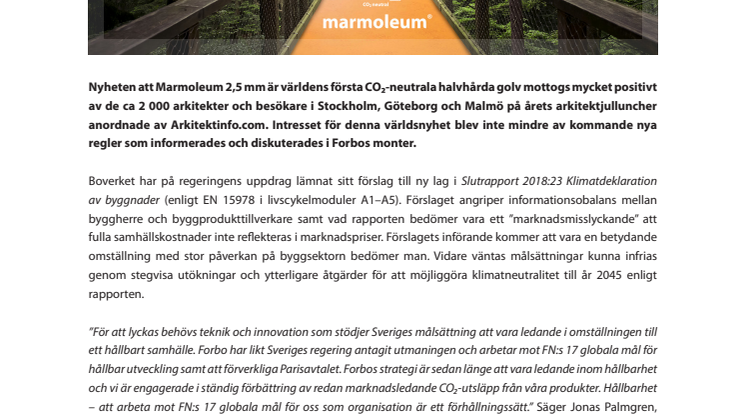 Klimatfokus – Marmoleum och nytt lagförslag