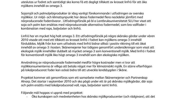Skånemejerier genomför ett projekt för att stärka mjölkens klimat- och hälsoprofil