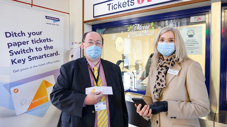 GTR's Rebecca Croft-Griggs and Cllr Paul Clark at Hitchin today