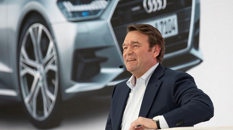 Bram Schot, Chairman of the Board of Management of AUDI AG, during his speech at the Annual Press Conference 2019
