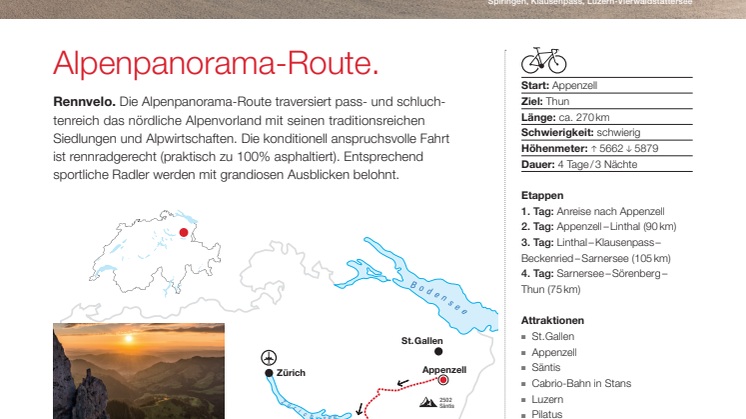 Fact Sheet Top Cycling Tour Alpenpanorama-Route