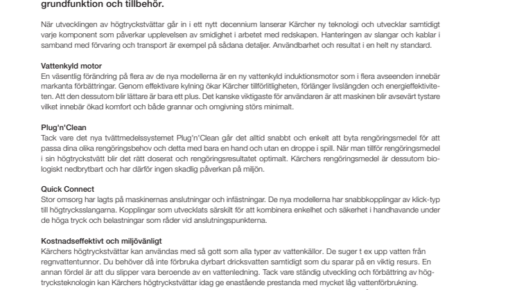 Nästa generation högtryckstvättar - Kärcher sätter ny standard