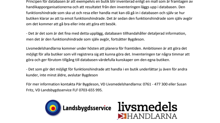 Livsmedelshandlarna tar över delar av tillgänglighetsdatabasen