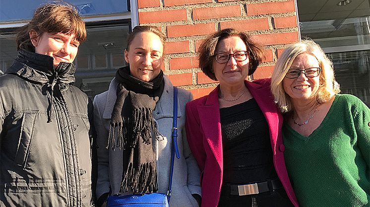 Sara Olsson, regionkoordinator mot människohandel syd, Lisa Green, regionkoordinator mot människohandel syd, Ann-Helen Westerdahl, projektledare och Margot Olsson, kvinnofridssamordnare