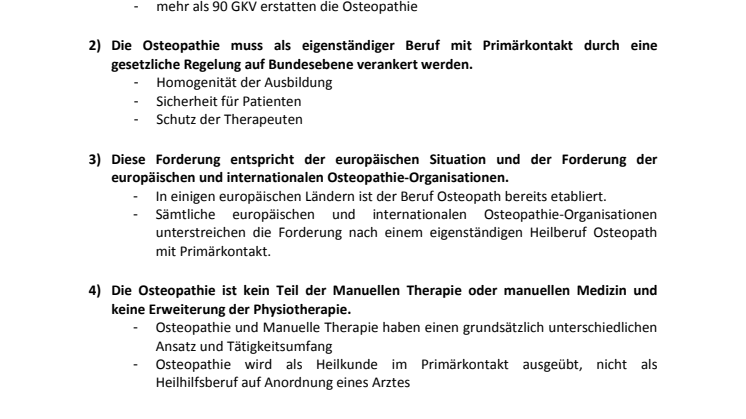 Positionspapier der Konsensgruppe zum Thema Berufsgesetz für Osteopathen