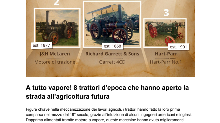 A tutto vapore! 8 trattori d’epoca che hanno aperto la strada all’agricoltura futura