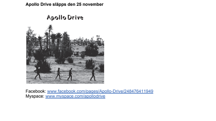 Apollo Drive släpper debutalbum den 25 november