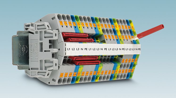 Push-in terminal blocks in desk design for considerable space savings