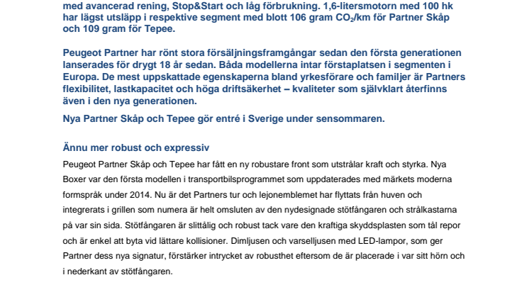 Peugeot visar ny generation av storsäljaren Partner 