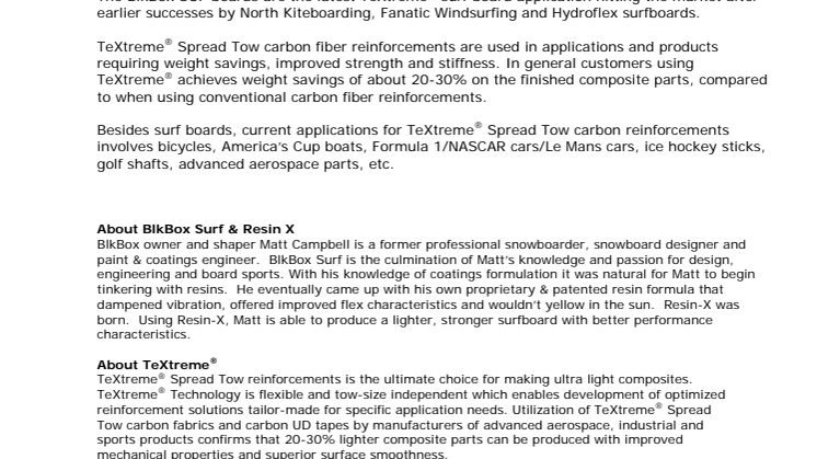 BlkBox Surf boards reinforced by TeXtreme®